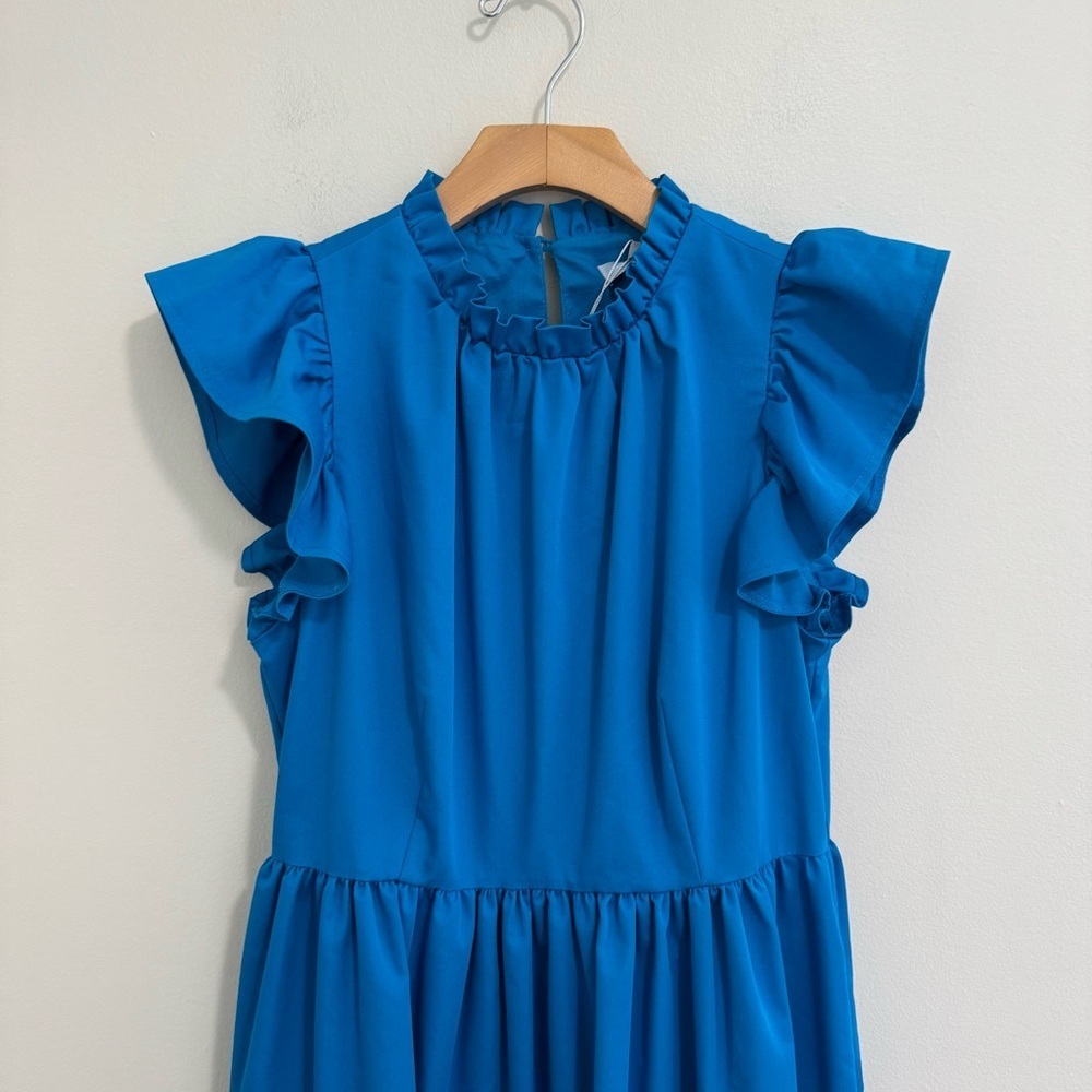 Antonio Melani NWT Royal Blue Tiered Midi Dress - Picture 4 of 11